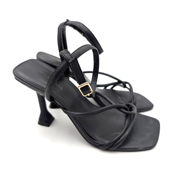 Open Edit Rachel Heel Sandal Square Open Toe Women's Black Size US5.5M EU36 - Picture 3 of 9